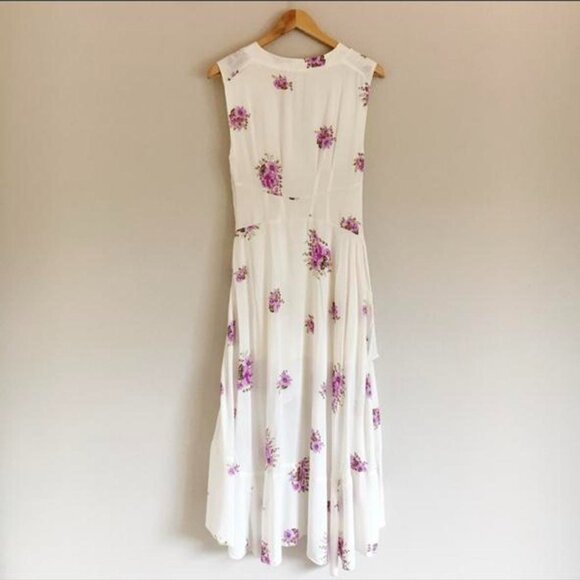 FREE PEOPLE | Off-White + Purple Midi Birdie Hi-Lo Dress (Size 0) - Picture 5 of 6